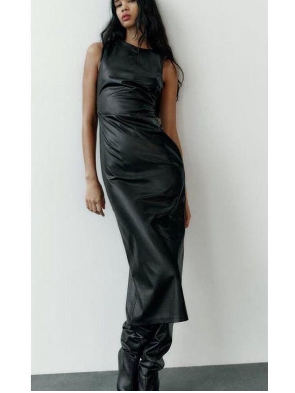 Zara faux black leather dress